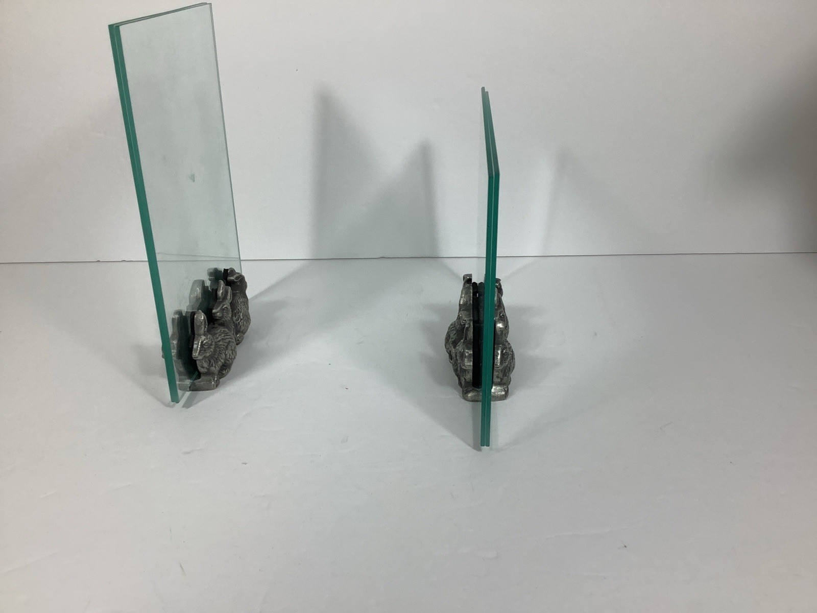 5×7 Picture Frames Pewter Bunnies Base Display Both Sides Burnes of Boston 1998
