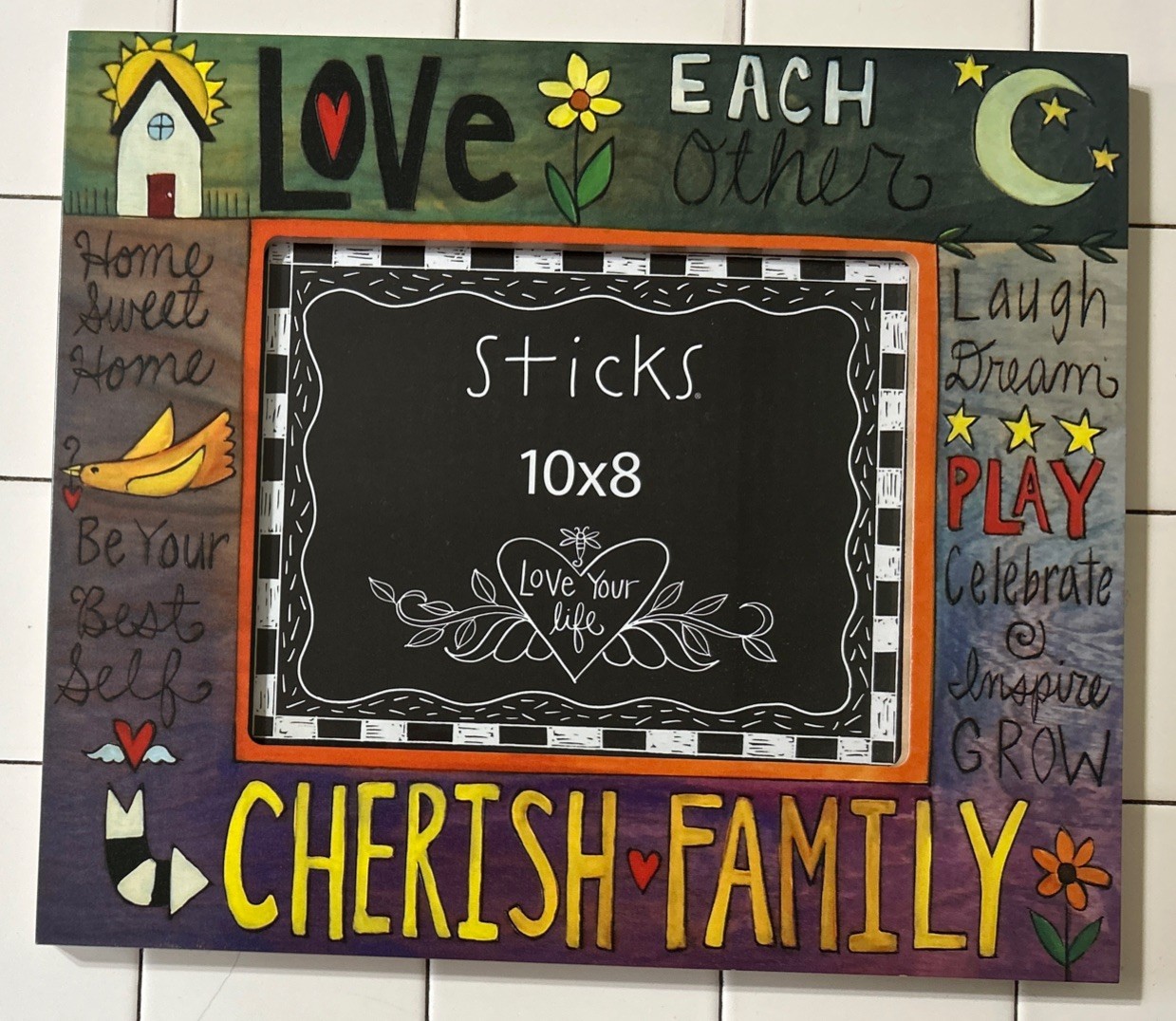 STICKS Sarah Grant “Love Your Life” Wooden Carved Picture Frame 15.5″ x 13.5”