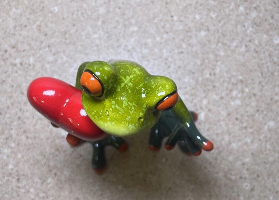 Frog Figurine Holding A Red Heart