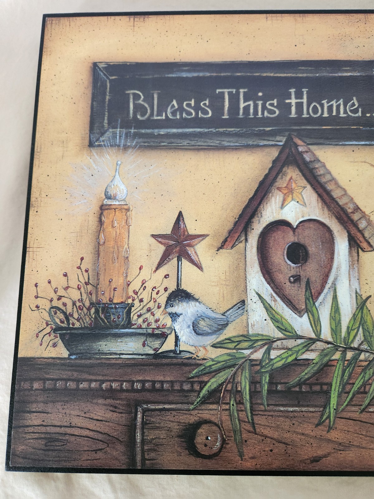 P Graham Dunn Wall Art ” Bless This Home” made in Dalton, Ohio USA 16×12 Heavy