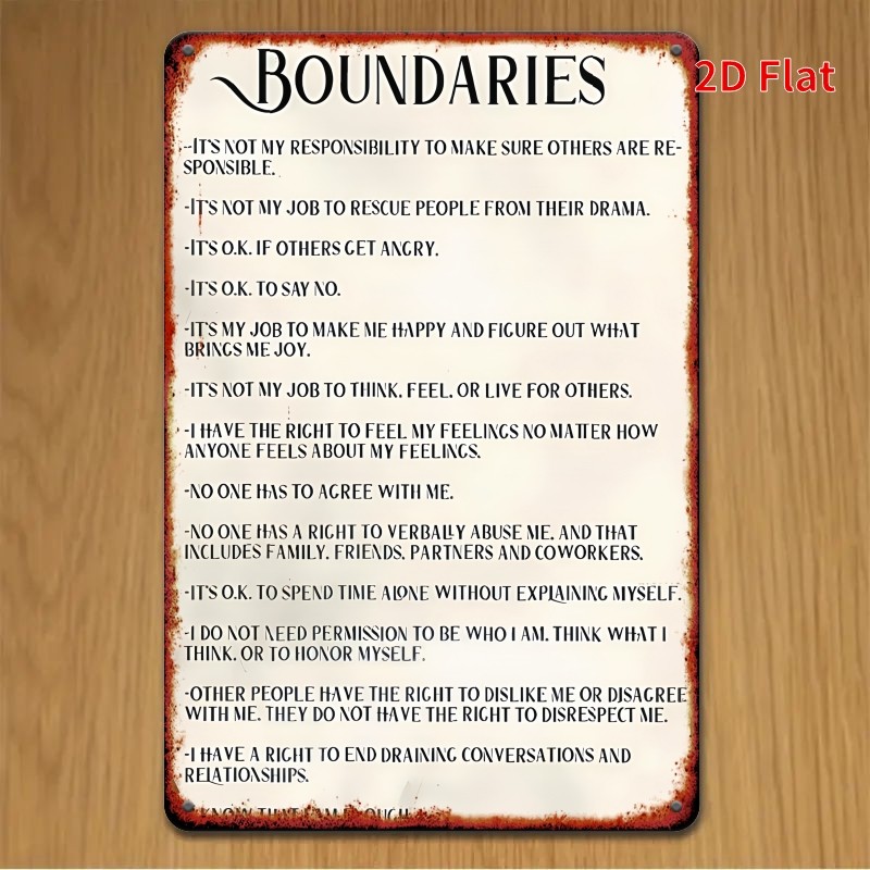 2D Flat Retro Boundary Logo 12X8 Inches Metal Wall Decor
