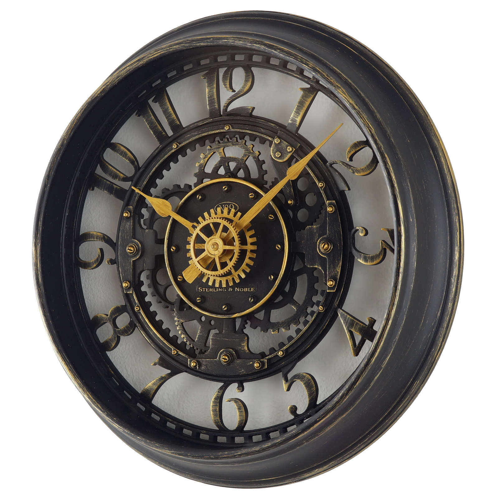 11.5″ Oil Bronze Cutout Gear Industrial Analog Wall Clock with Arabic Numbers