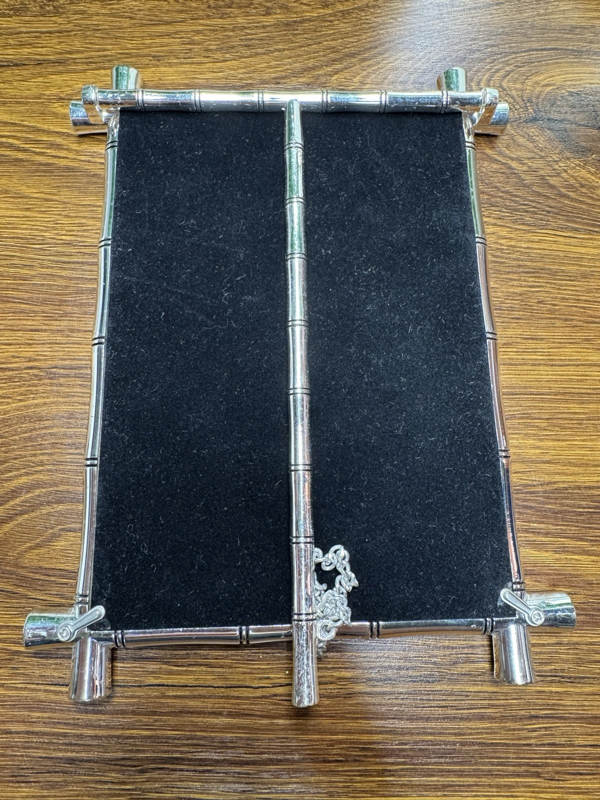 Pottery Barn Silver Bamboo Picture Frame Metal Easel Back Decor Lot Of 3