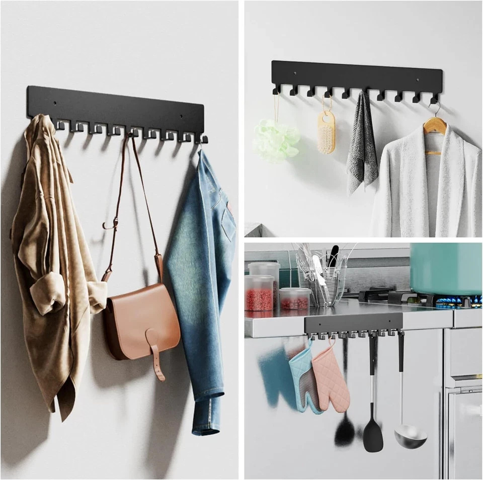 Key Holder for Wall, Key Hooks with 10 Hooks Wall Mounted Key Holder for Hallway