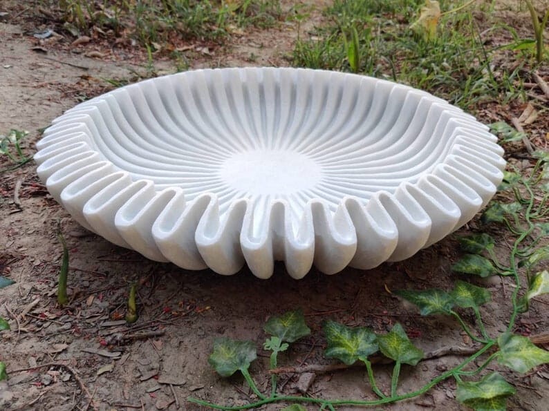 HandCrafted Marble Ruffle Bowl, Antique Scallop Bowl, Fruit Bowl, Best Gift Item