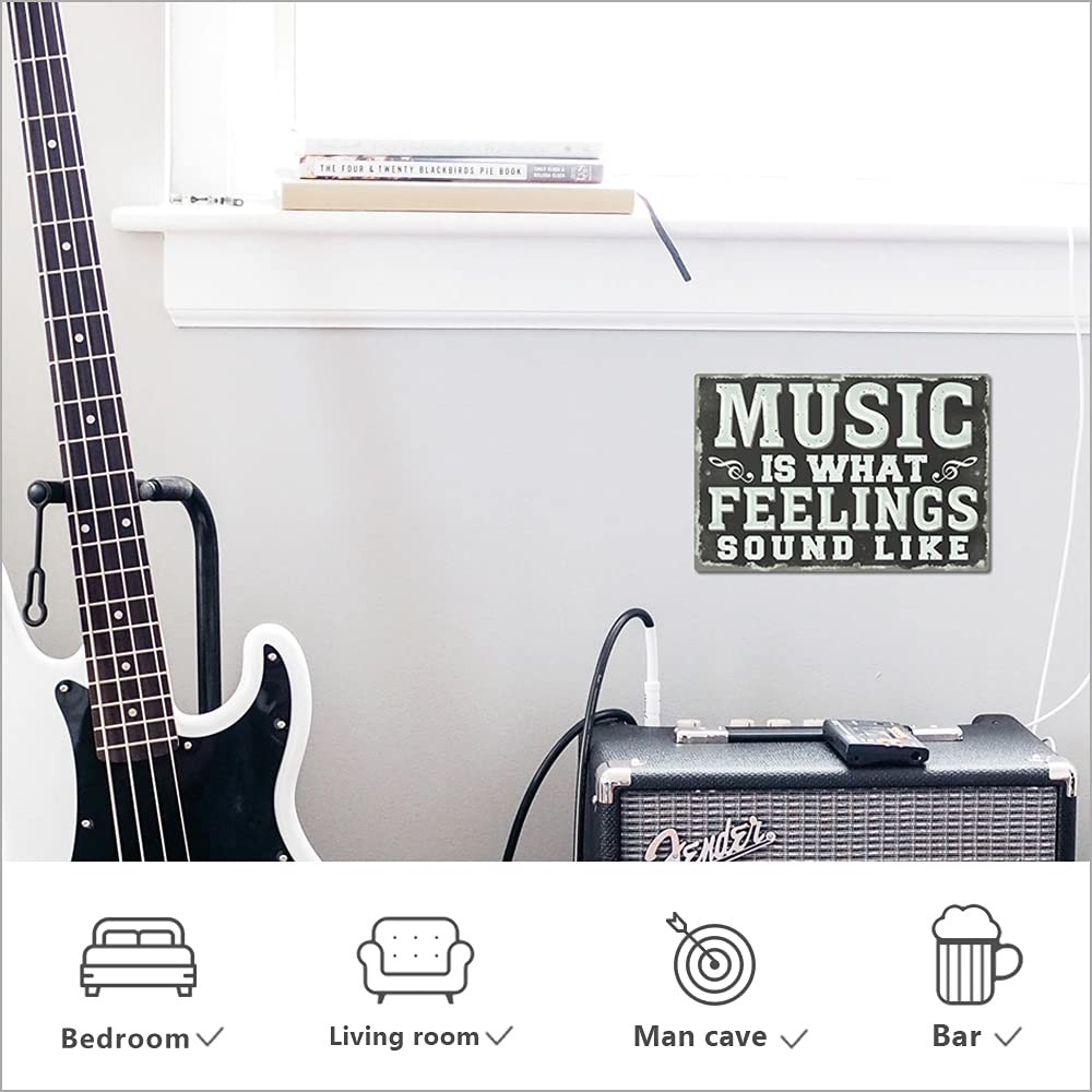 Putuo Decor Metal Vintage 12×8 inches, Music Is What Feelings Sound Like