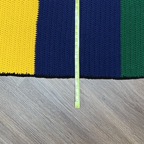 Colorblock 48” x 34” Crochet Throw Blanket Afghan Green Blue Yellow Black Border