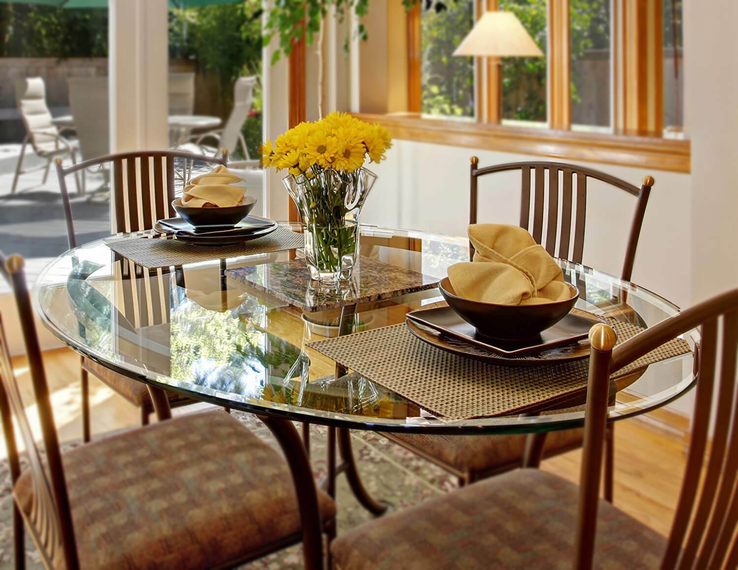 Round Glass Table Top 48″ Beveled Polished Edge 1/4″ Thick Tempered Glass