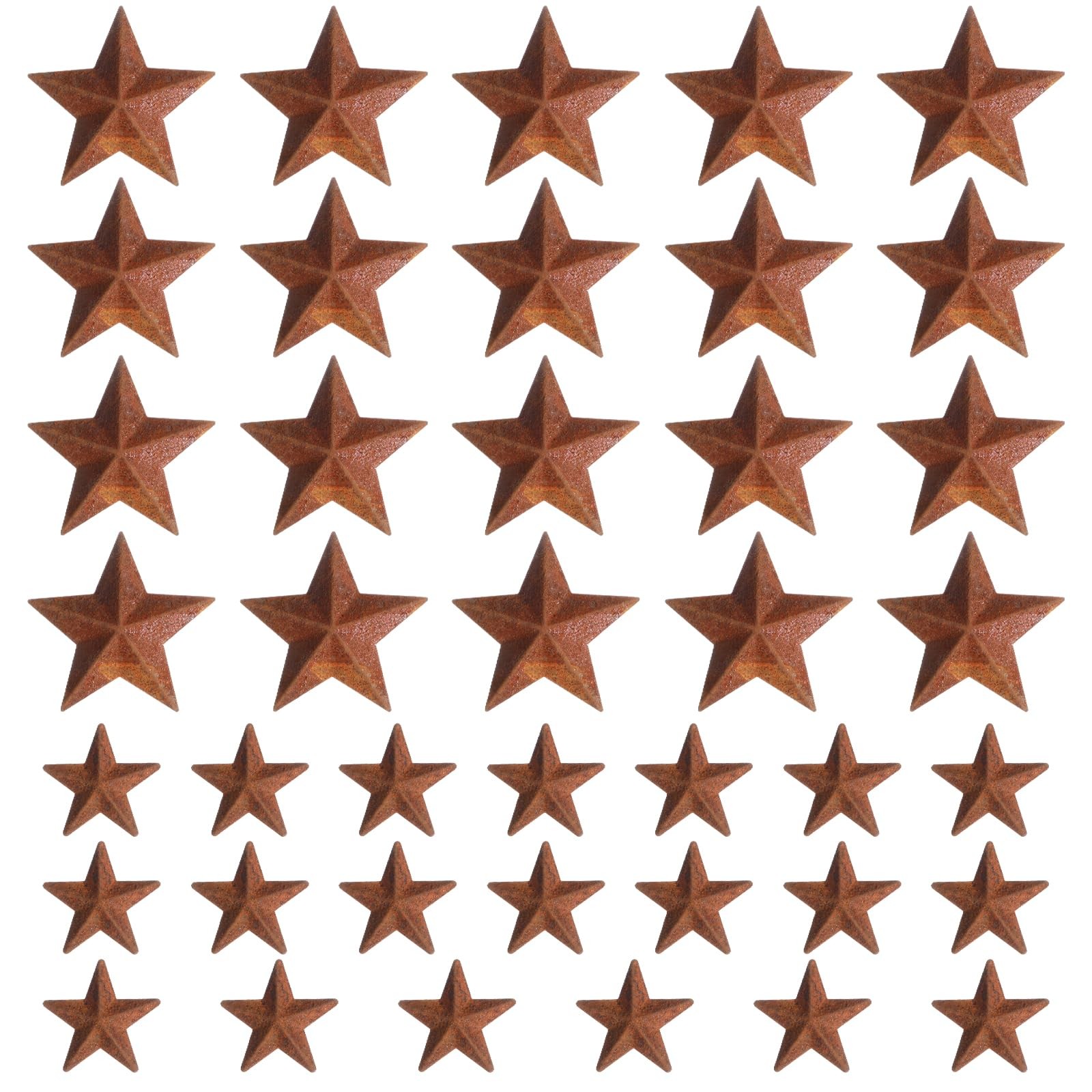 40Pcs Mini Metal Rusty Barn Stars, Antique Rustic Decor Craft Accents Two Siz…