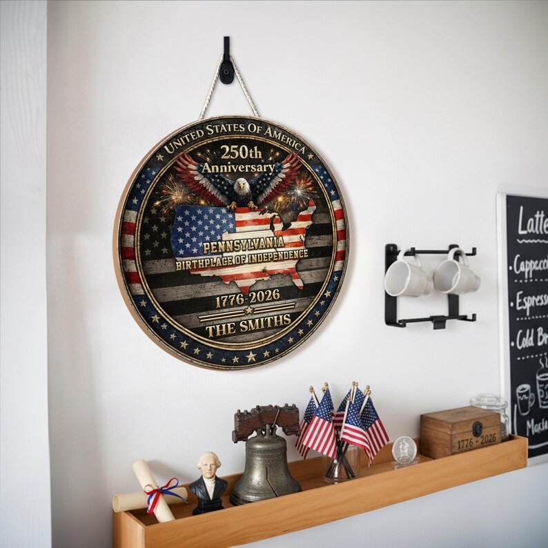 Personalized Patriotic Wall Sign with Rope