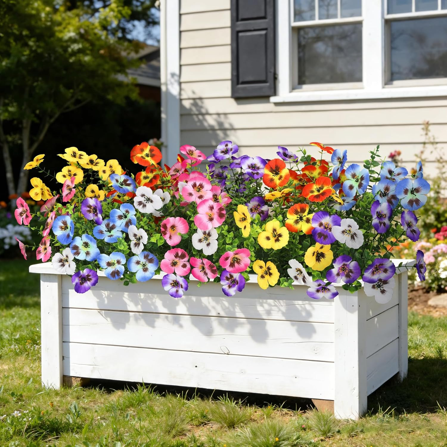 Ouddy Decor 20 Bundles Artificial Pansy Flowers for Outdoors, Fake Silk Flowers