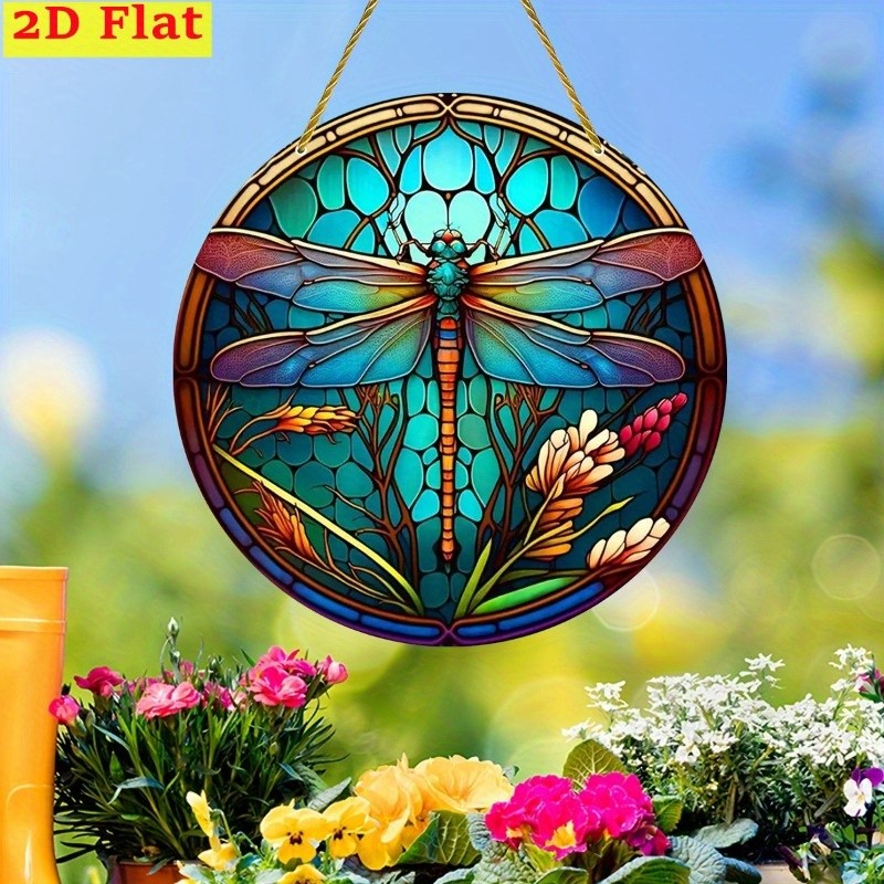 Acrylic Dragonfly Suncatcher 2D Flat Window Hanging Art Decor for Home Garden