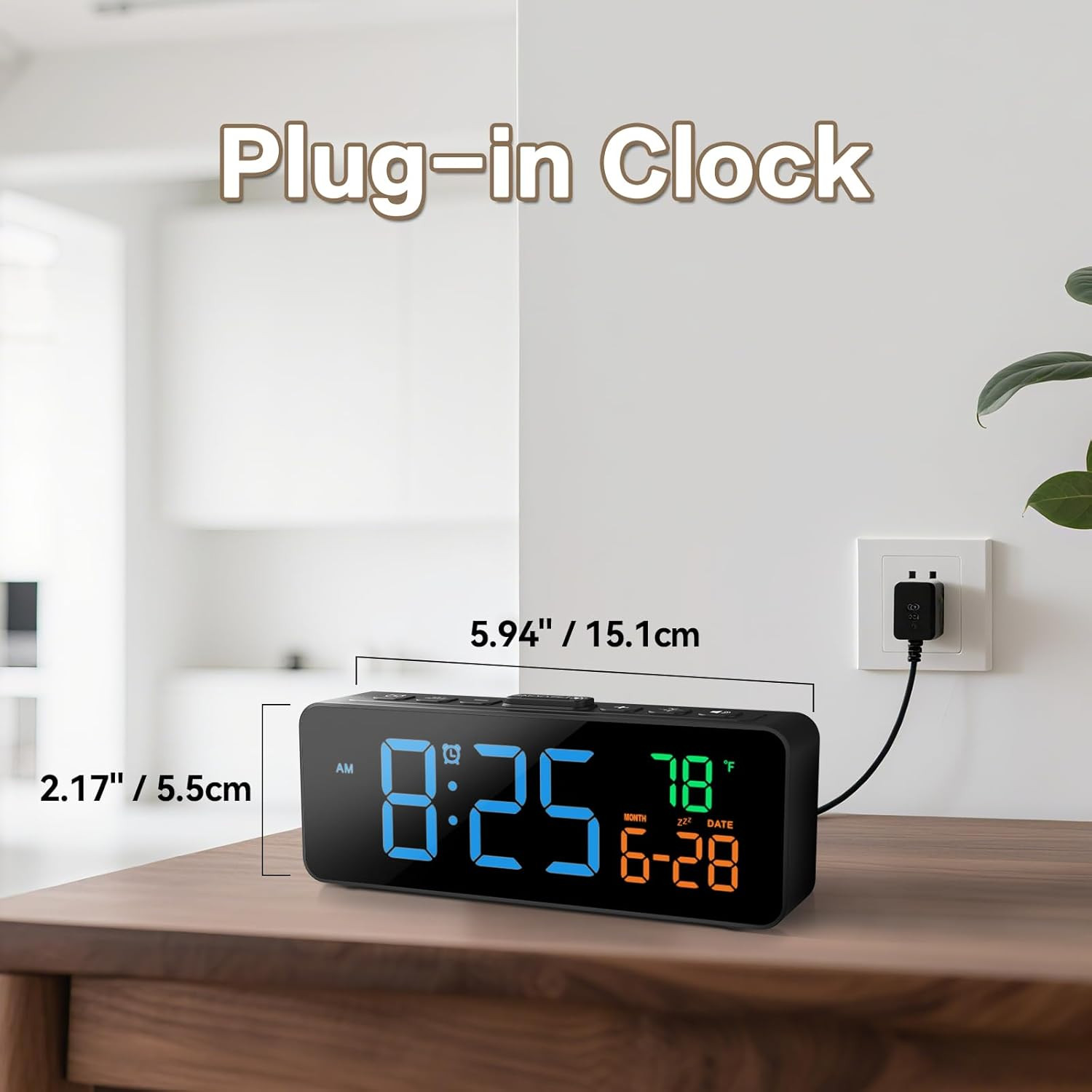 Netzu 3-in-1 Digital Clocks for Living Room with Temperature, Date & Time Displa