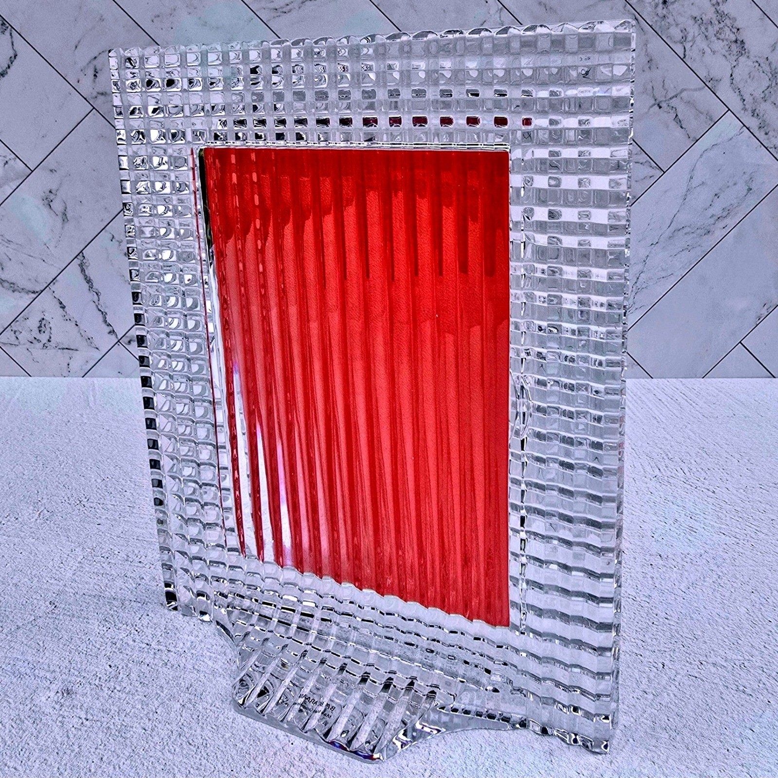 Baccarat Crystal Eye Picture Frame 5×7 Signed Etched Heavy Cut Crystal