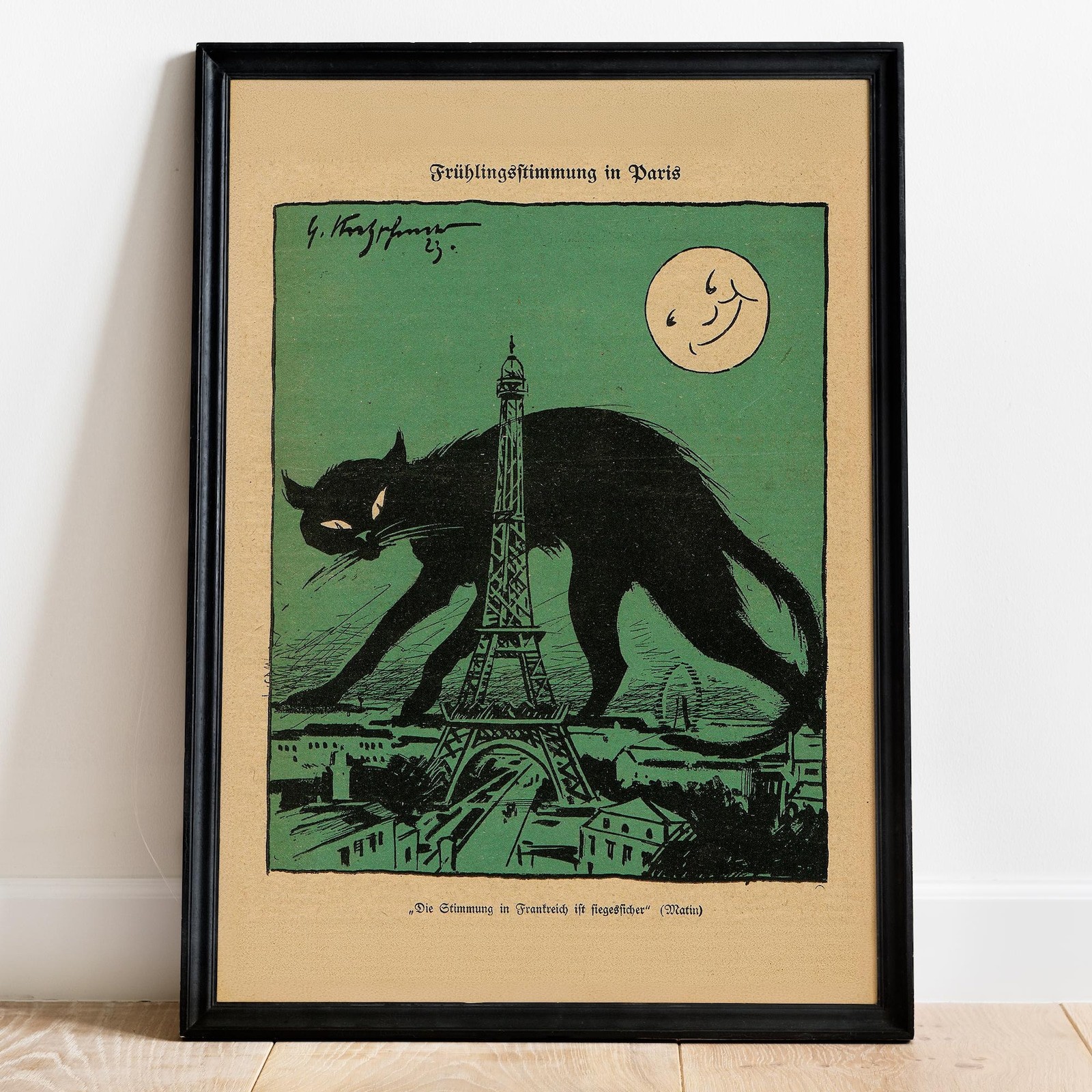 Springtime in Paris Fine Art Poster Black Cat Art Deco Museum Quality Decor