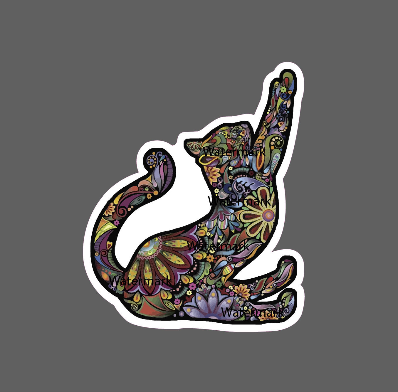 Cat Stretching Sticker Floral Colorful NEW – Buy Any 4 For $1.75 EACH Storewide!