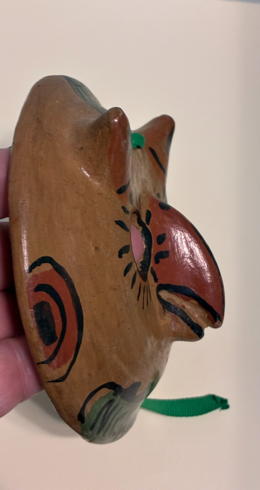 Vintage Nicaragua Hand Painted Folk Art/Animal/ Clay Pottery Mask Wall Hanging