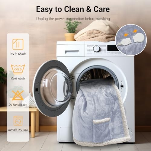 Heated Shawl Wrap Electric Snuggle Throw Wearable Heated Throw Light Grey Throw