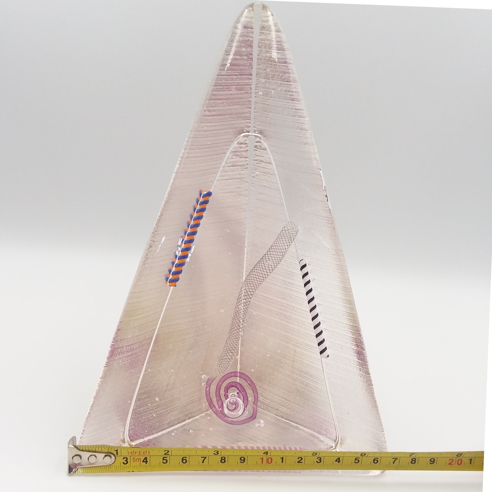 Ibex Studio Art Glass Pyramid Sculpture 1989 Vintage Postmodern Abstract HTF