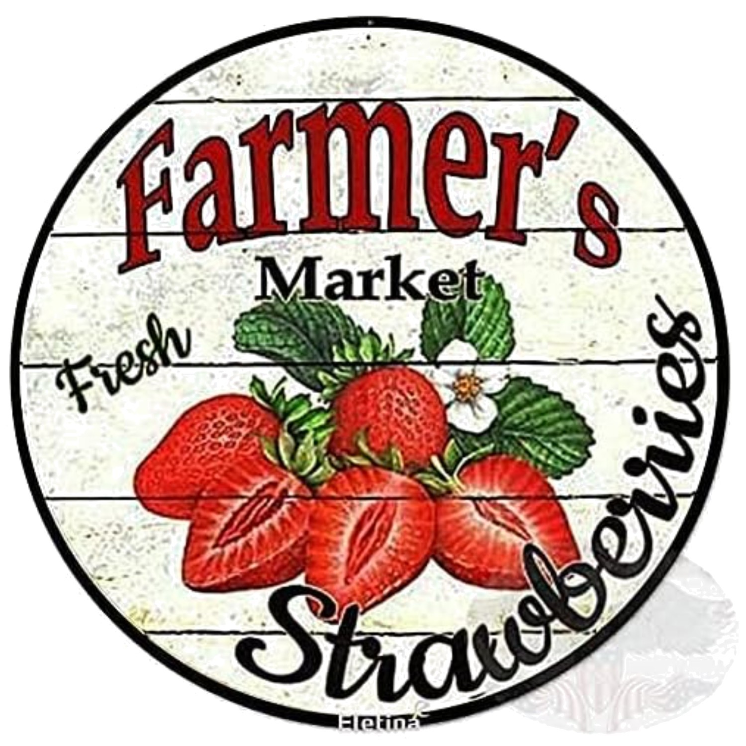 Retro Round Metal Farmers Market Sign 12″ Diameter