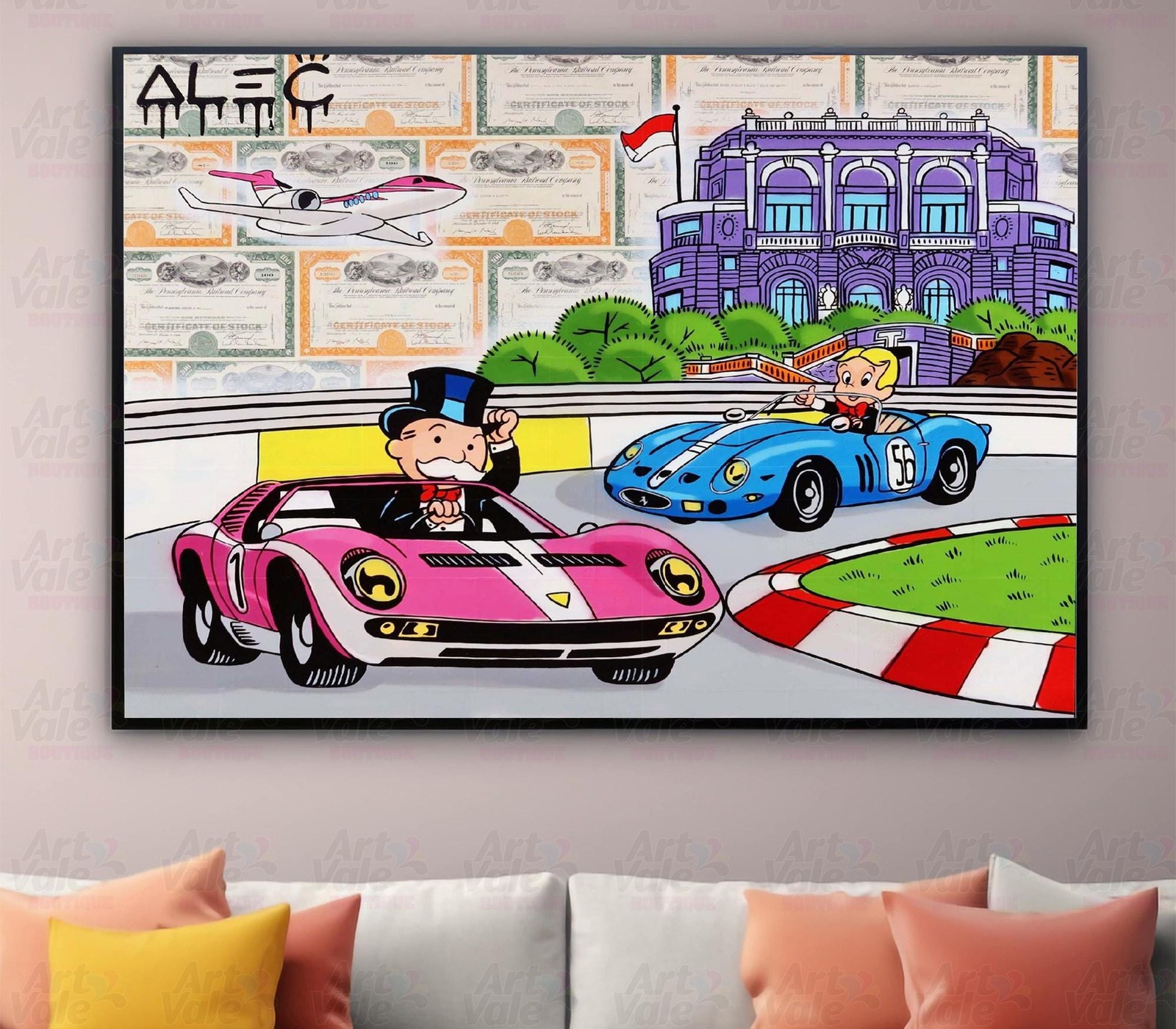 Alec Monopoly Monaco Racing Canvas Wrap Wall Decor PosterWall Art Print