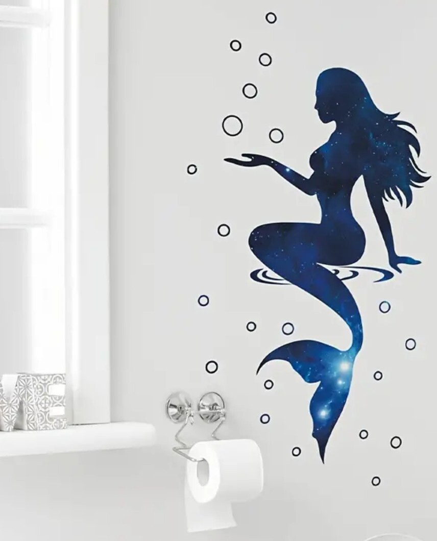 Vinyl Blue Mermaid Magic Peel & Stick Wall Sticker – Waterproof, Removable Decor