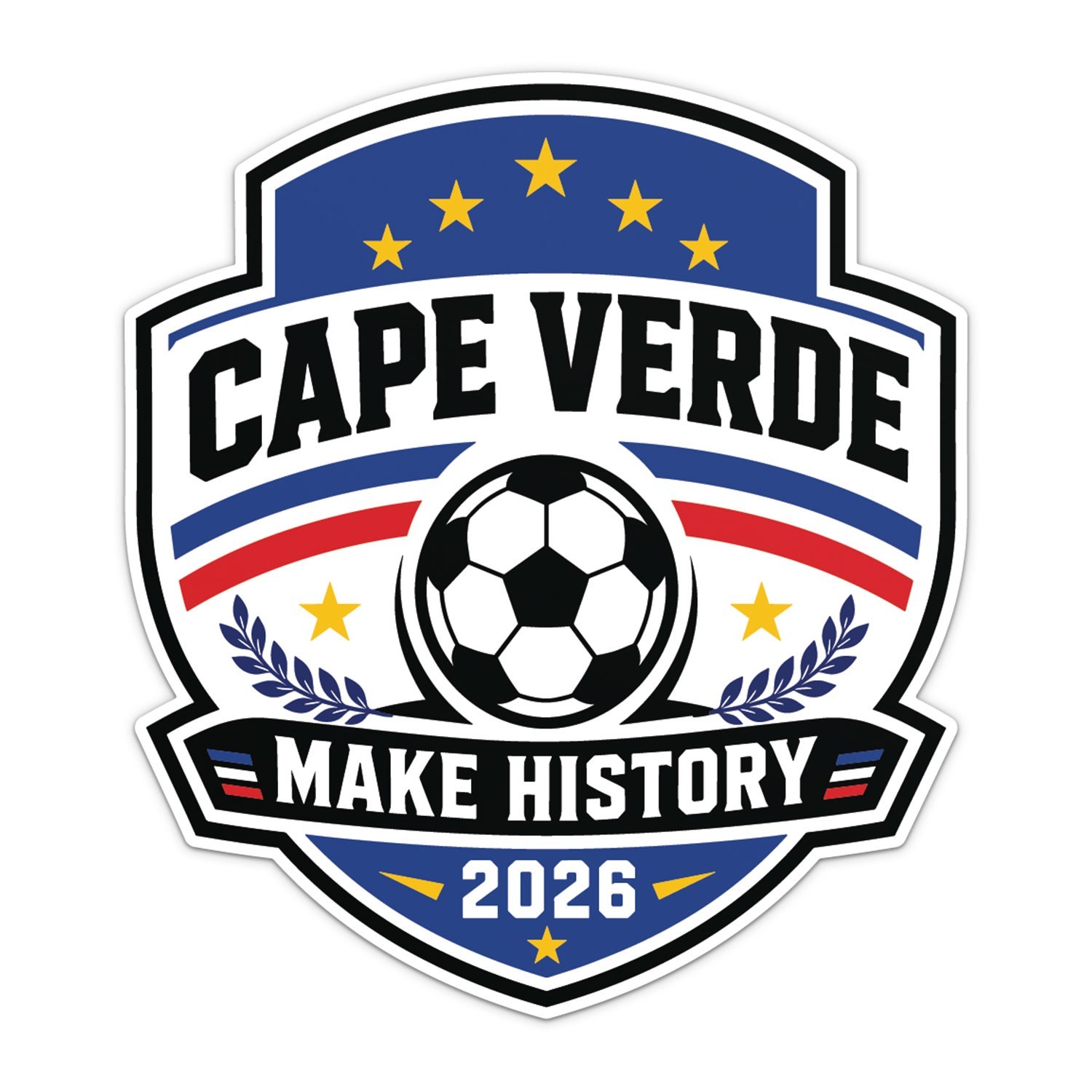 Cape Verde Flag Football Soccer World Cup 2026 History Sticker Car Bumper Vinyl