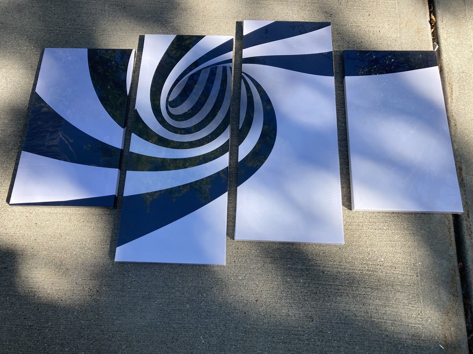 4 Piece Wall Art Spiral Swirl Black & White Canvas abstract modern contemporary