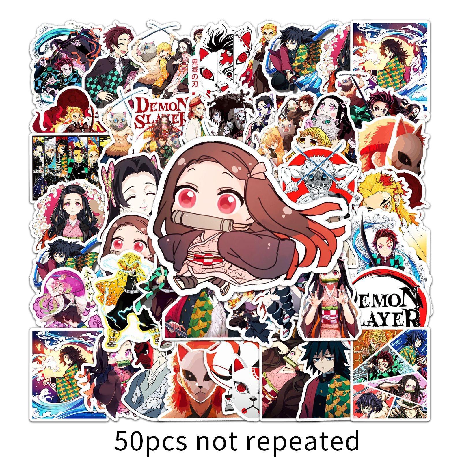 50pcs Waterproof Vinyl Stickers Demon Slayer Anime Luggage Phone Laptop Fridge