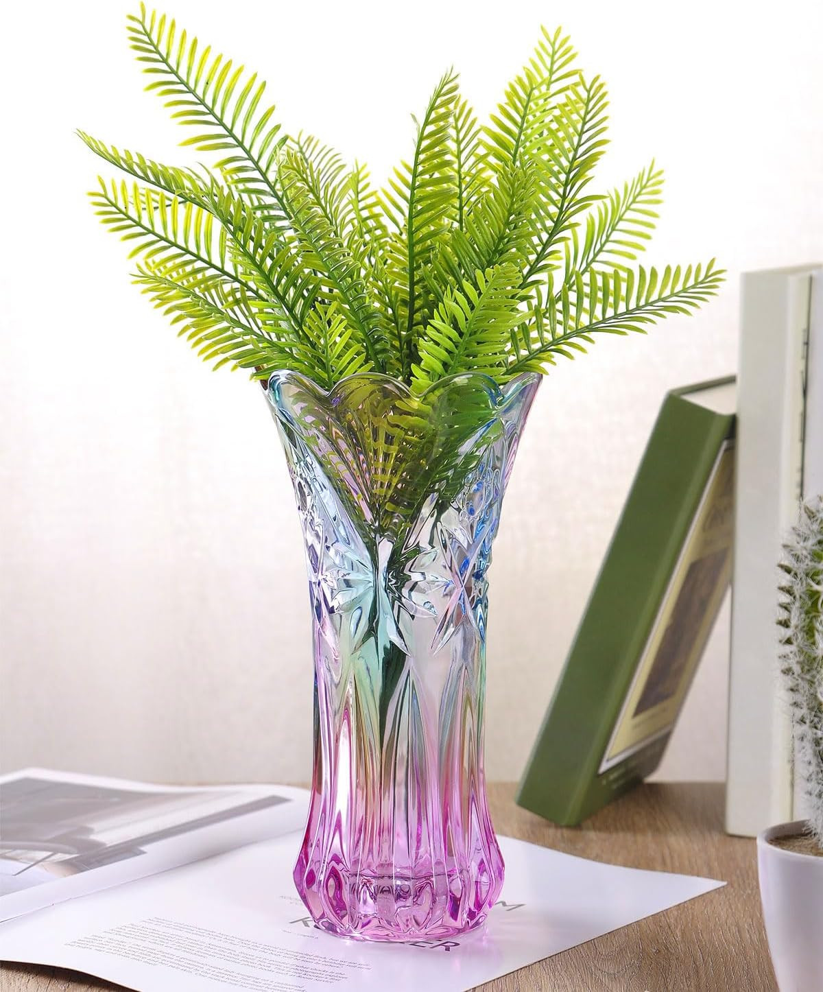 9 Inch Crystal Glass Colorful Vase for Centerpieces,Smoking, Flower Arrangements