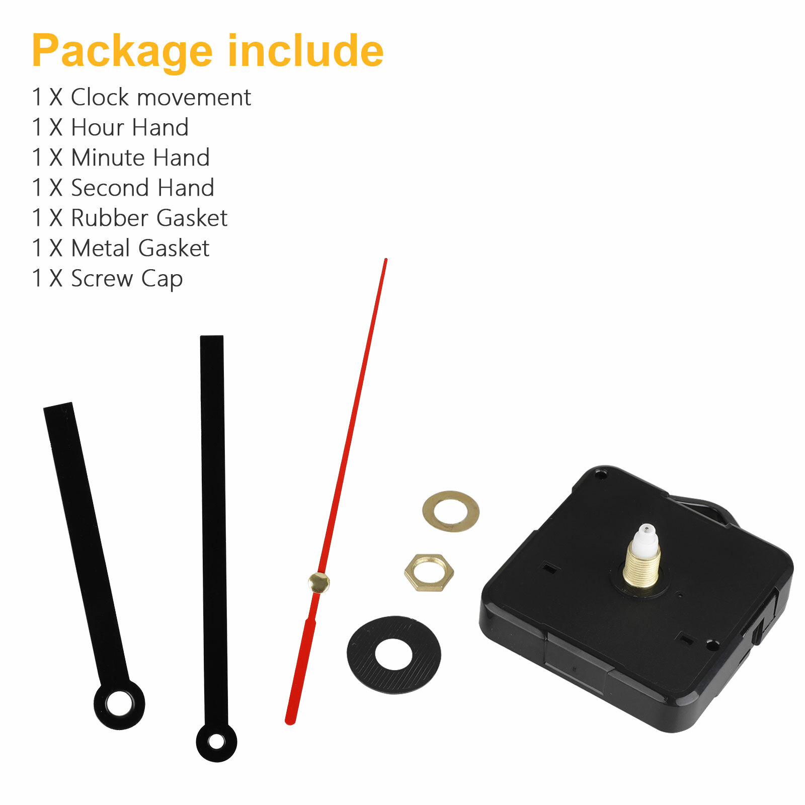 Replacement Quartz Wall Clock Movement Mechanism Motor With Hands & Fittings Kit