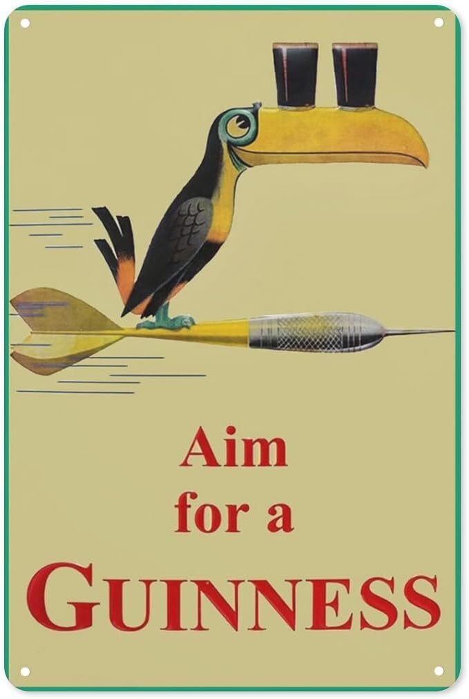 Aim for A Guinness Vintage Decor Tin Metal Signs 8×12 Inches