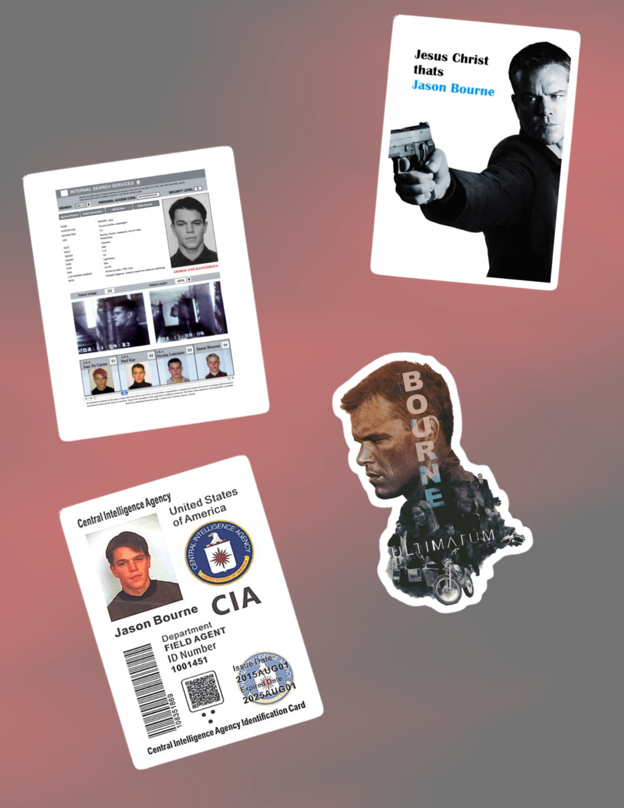 Jason Bourne 2000’s Movies 4pc Sticker Pack