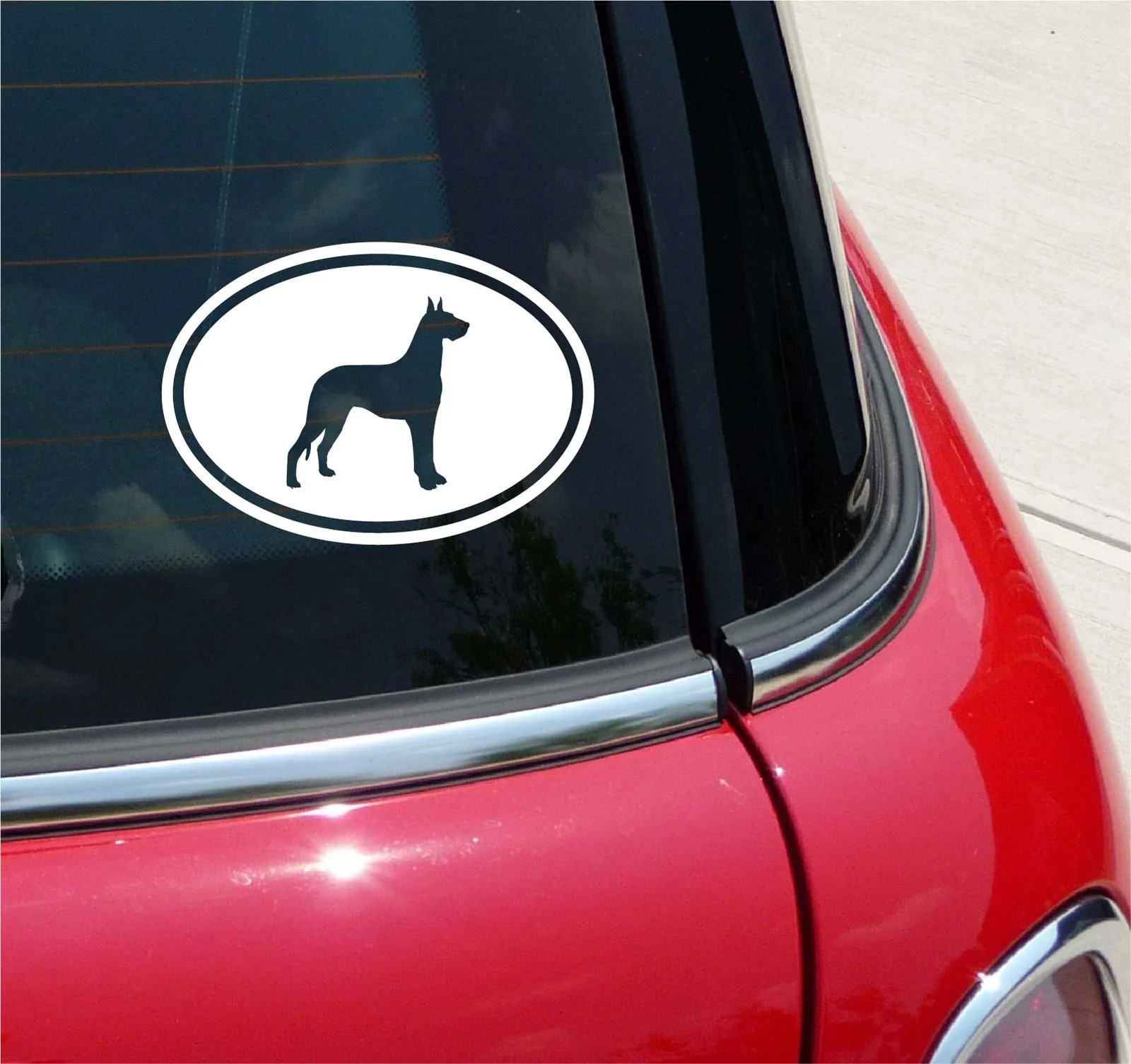 Euro Great Dane Great Dog Graphic Decal Sticker Car Oval NOT Two Colors