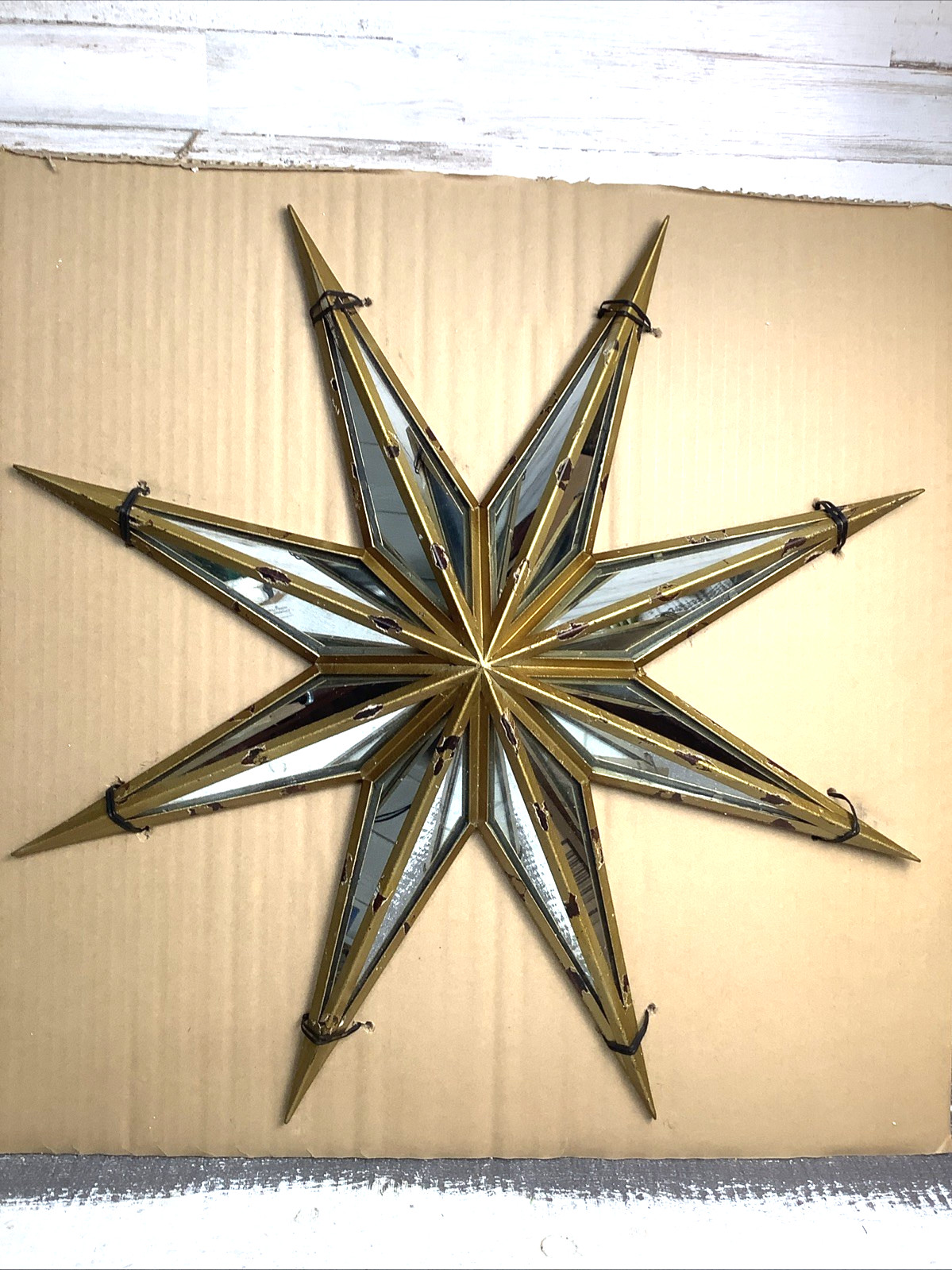 Pottery Barn Distress Mirrored Metal Star Wall Hanging 22″ Tall