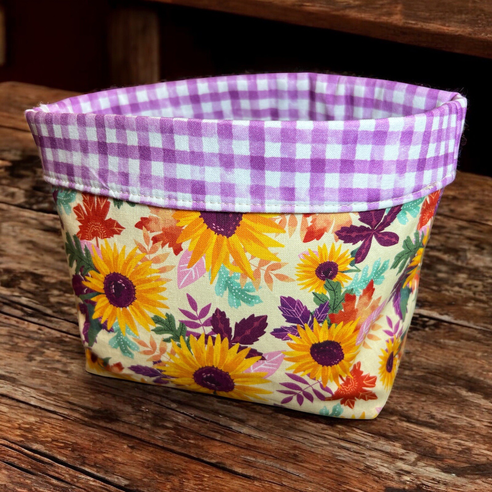 Floral & Leaves – Fabric Storage Basket – 100% Cotton