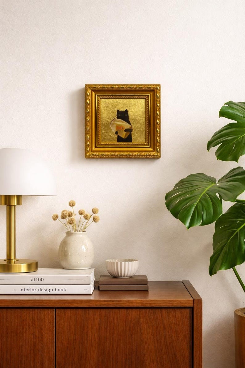 Ornate Gold Square Wood Wall Picture Frame, Clear Glass, Rear-Load, Cat