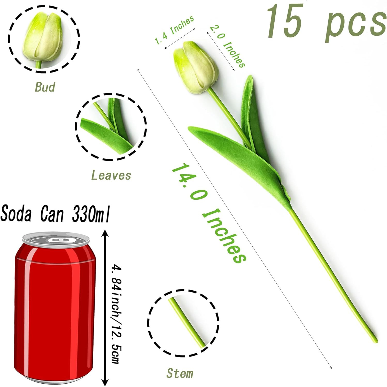 Artificial Tulip Flowers – 15 Pcs Real Touch PU for Home and Events Decor