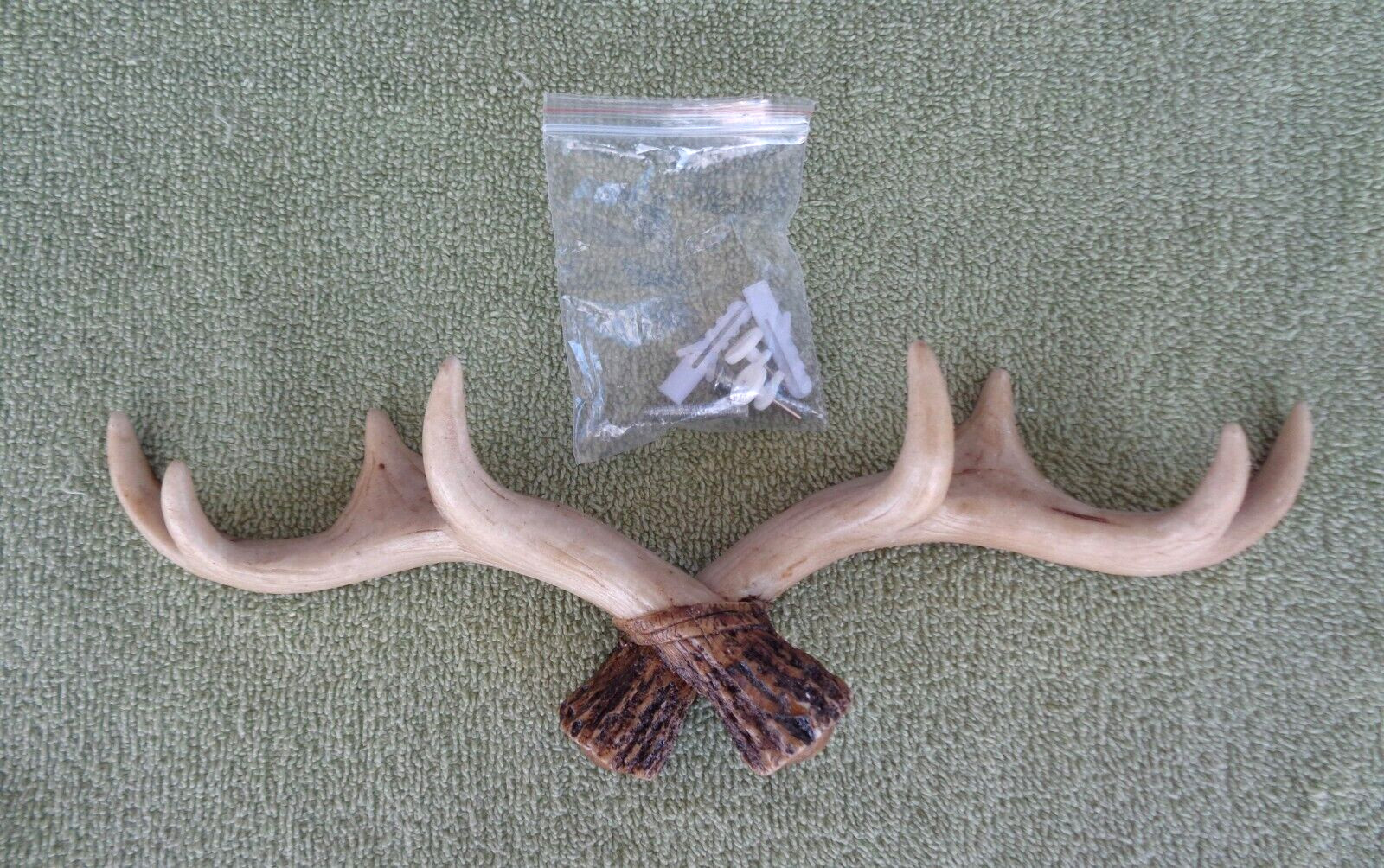 Antlers Horns Wall Hanging- Resin Plastic- 10 3/4″ Across- NEW