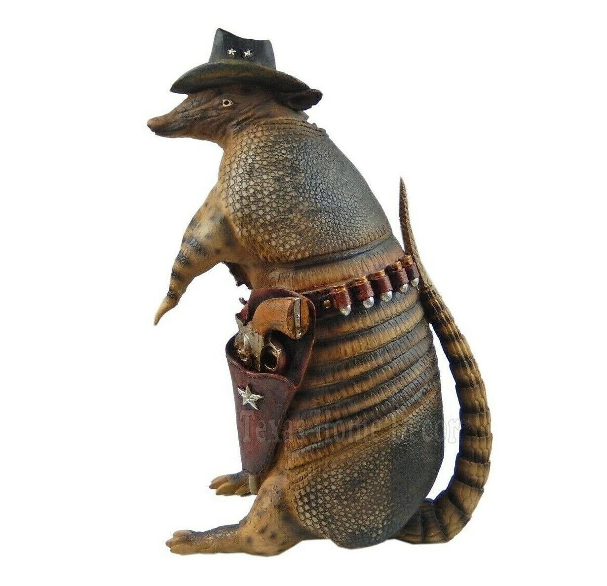 Large Armadillo Statue Texas Cowboy Sheriff Piggy Bank Rustic Western 15.5″ Tall