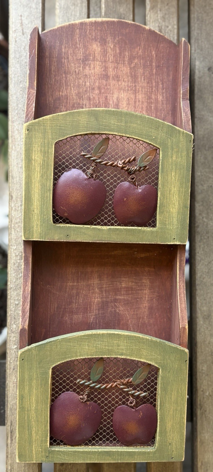 Wooden Farmhouse Apple Theme Decor. Use to hold mail, Recipe Cards, Trinkets.
