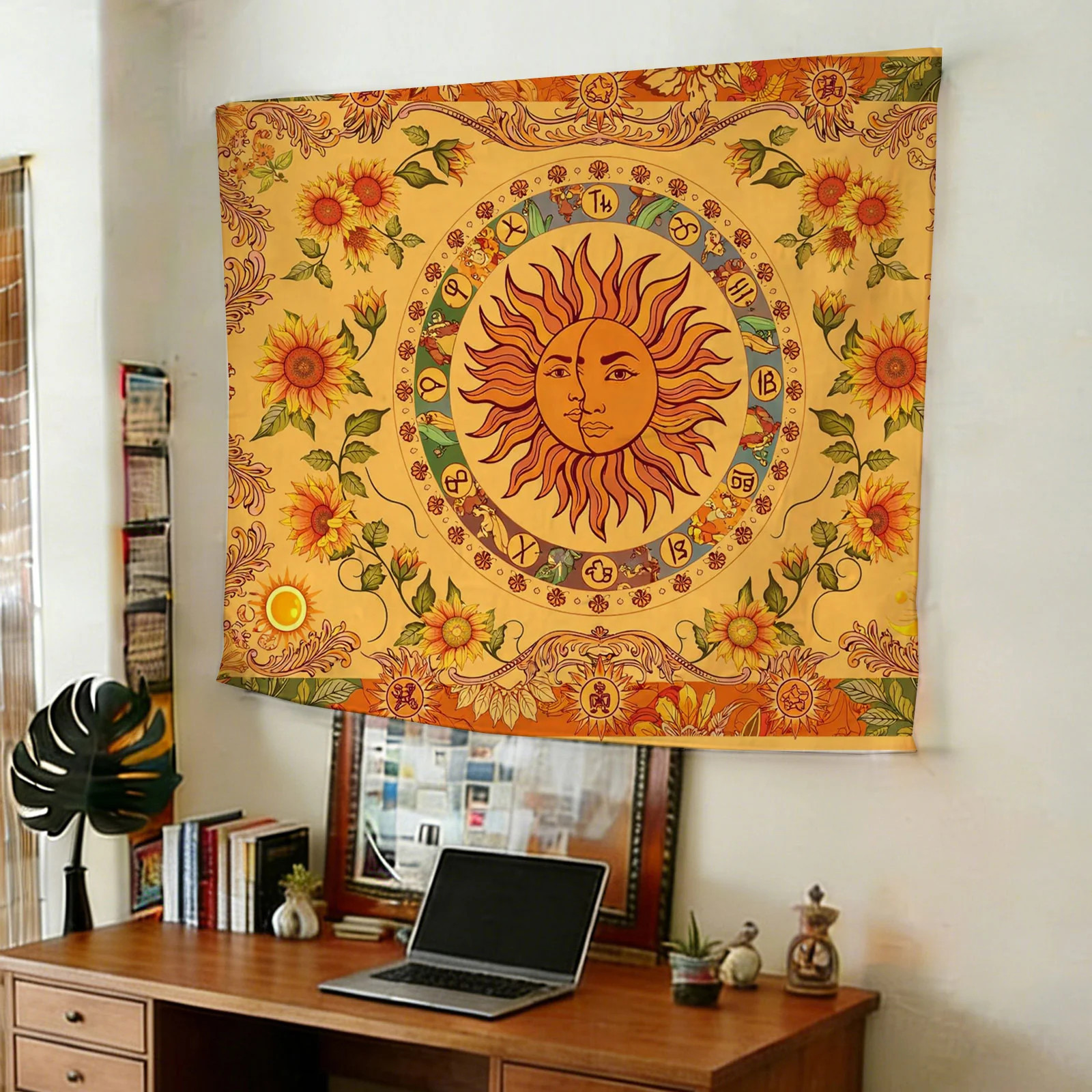 Sun Face Tapestry – Boho Style for Home and Festival Wall Decoration