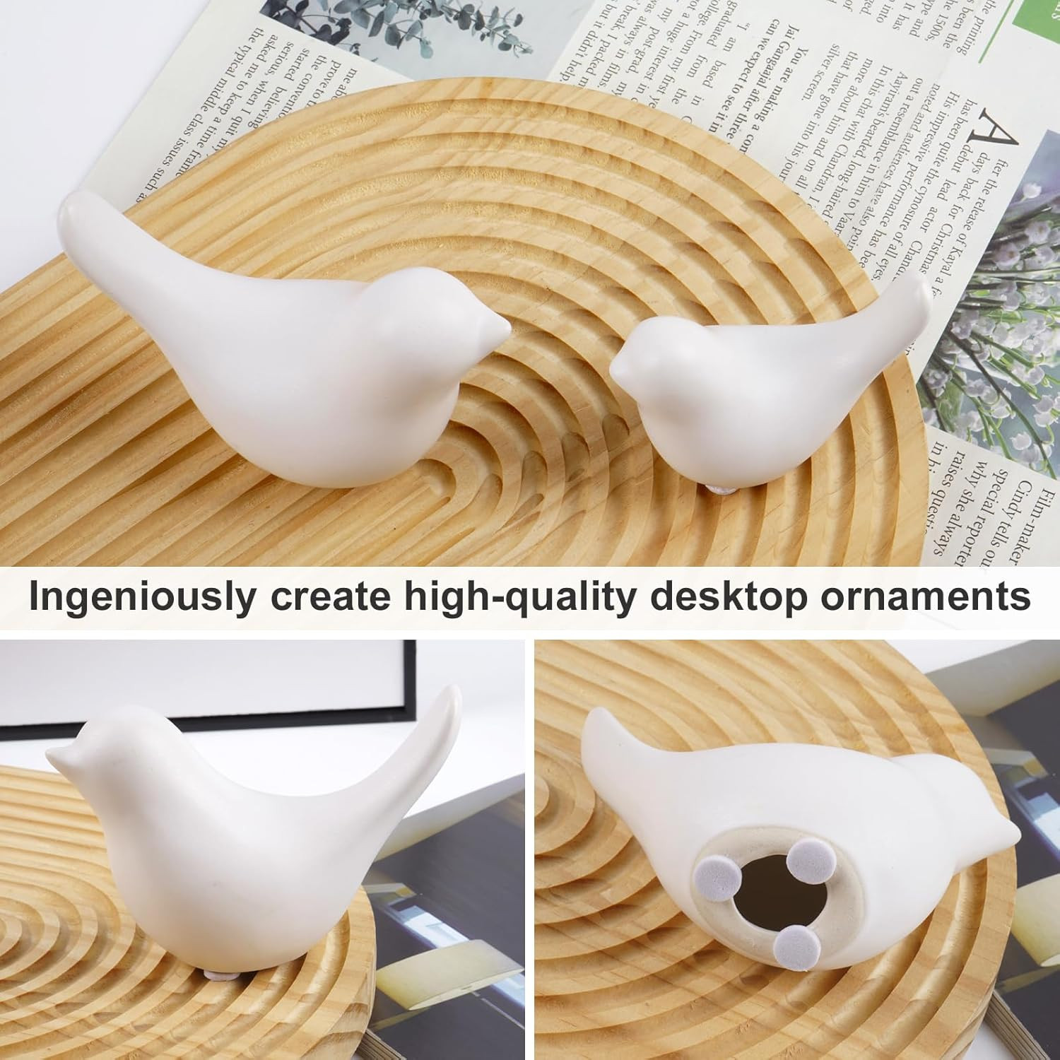 2Pcs of Small White Birds Statues Home Decor Modern Style Decorative Ornament
