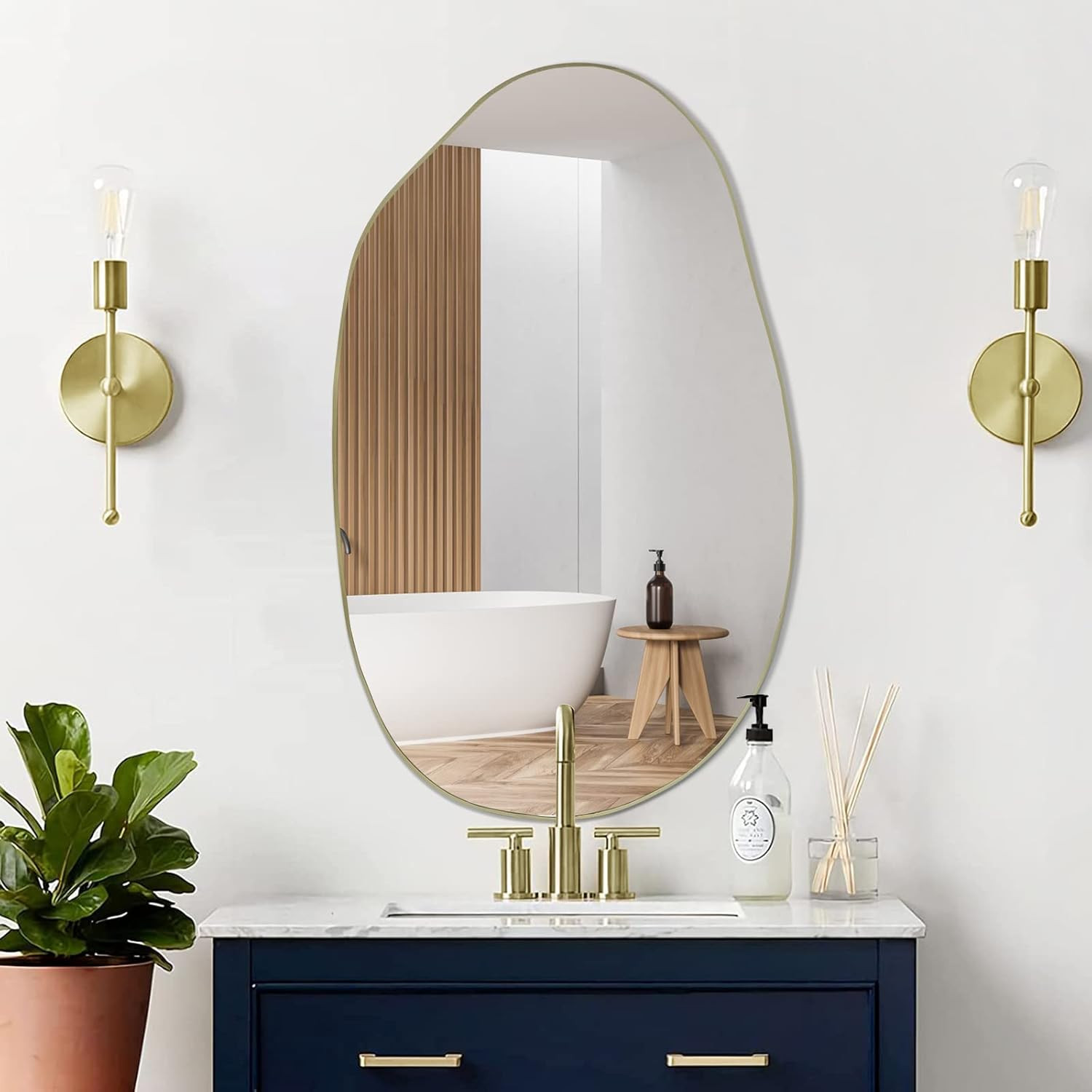 Unique Gold Irregular Wall Mirror – Asymmetrical Design for Any Room