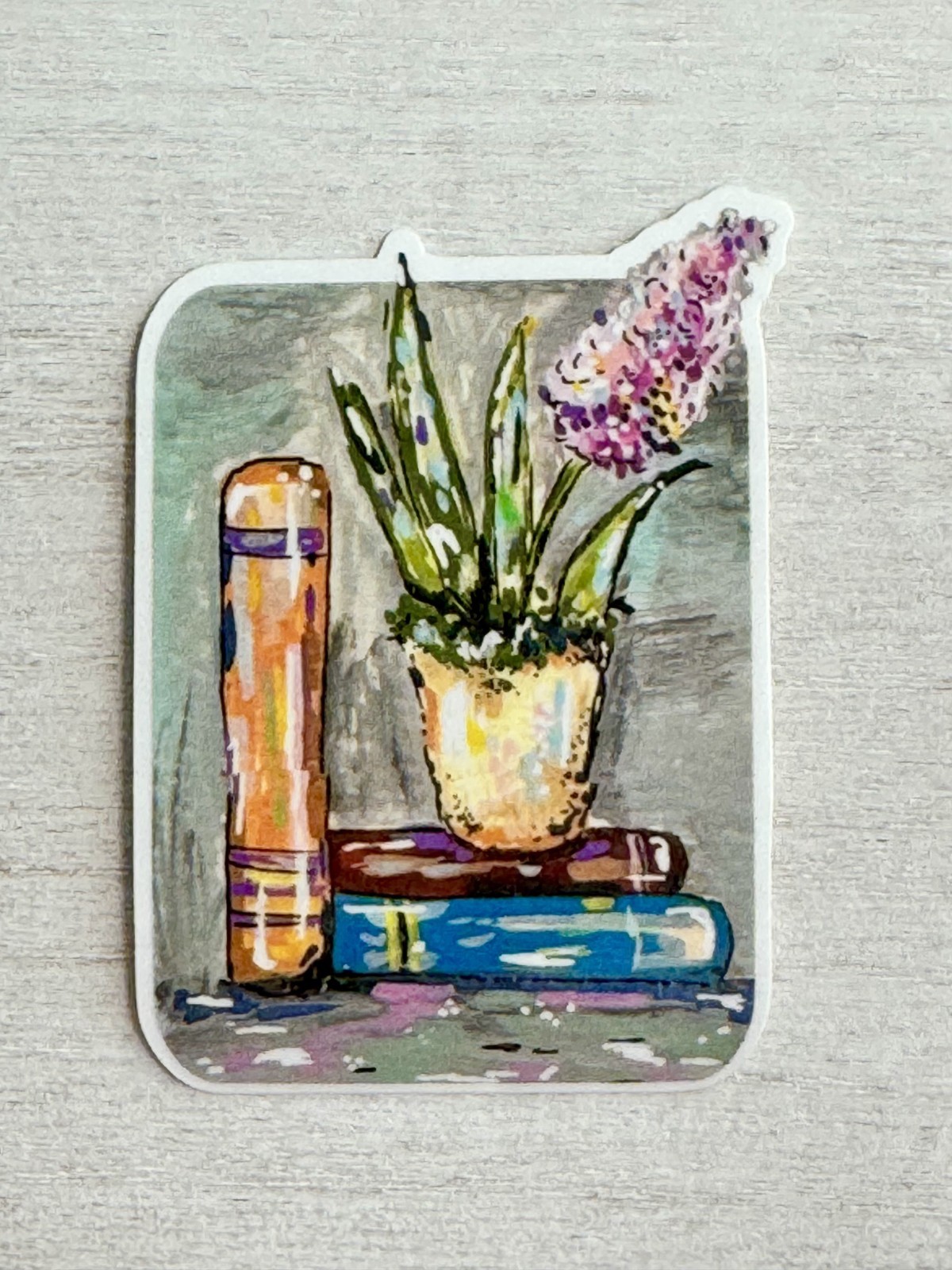 Floral Books Sticker, ACEO Book Love Sticker, Book Painting Decal, Waterproof