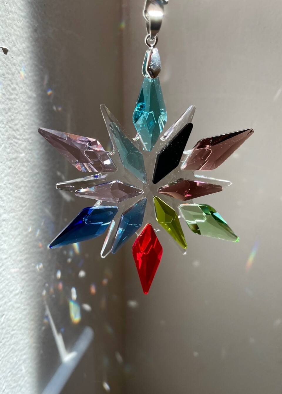 Snowflake Crystal Sun Catcher Christmas Decor Czech Bohemia Crystal Glass Gift