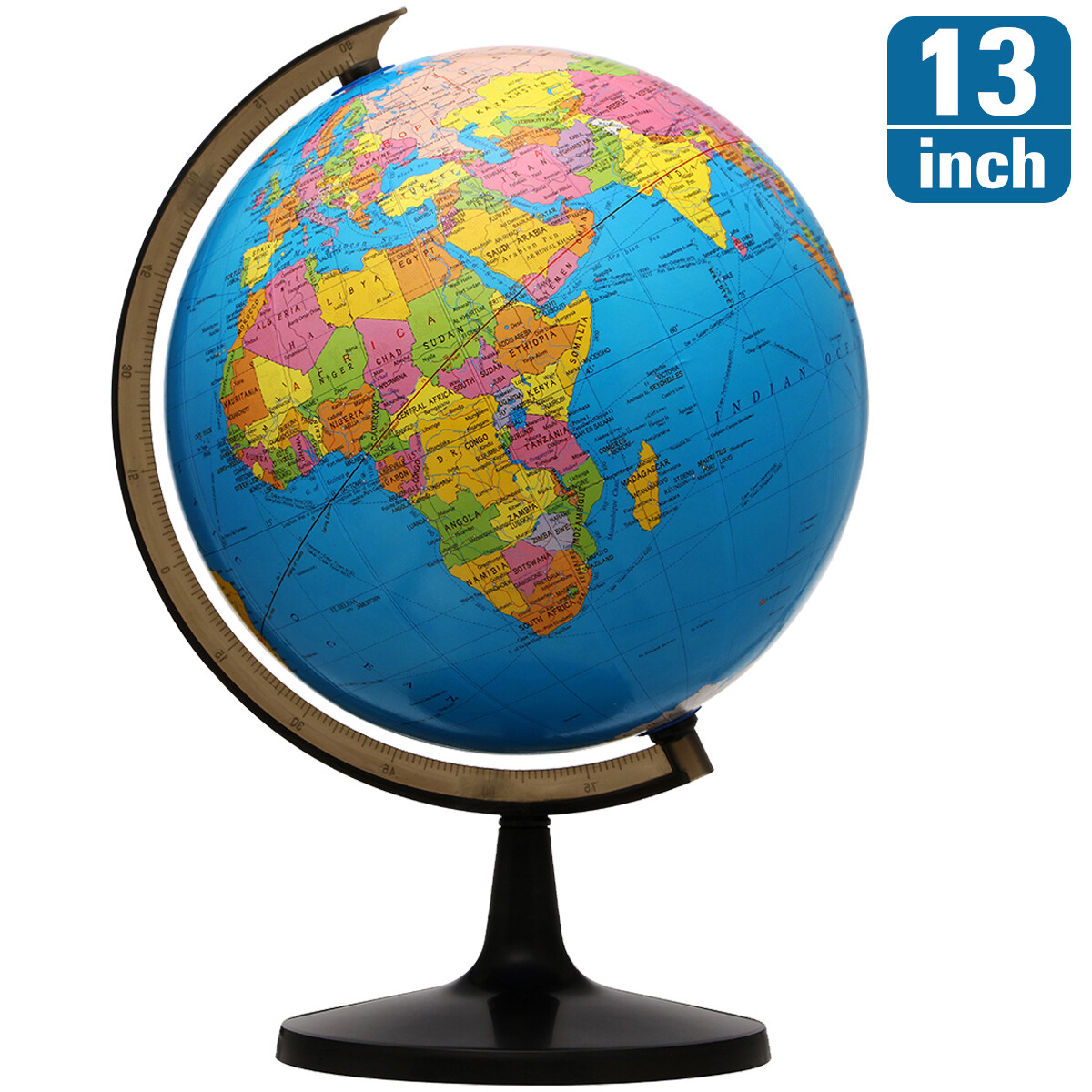 13” World Globe Earth Ocean Rotating World Map Geography w/ Stand Desktop Large