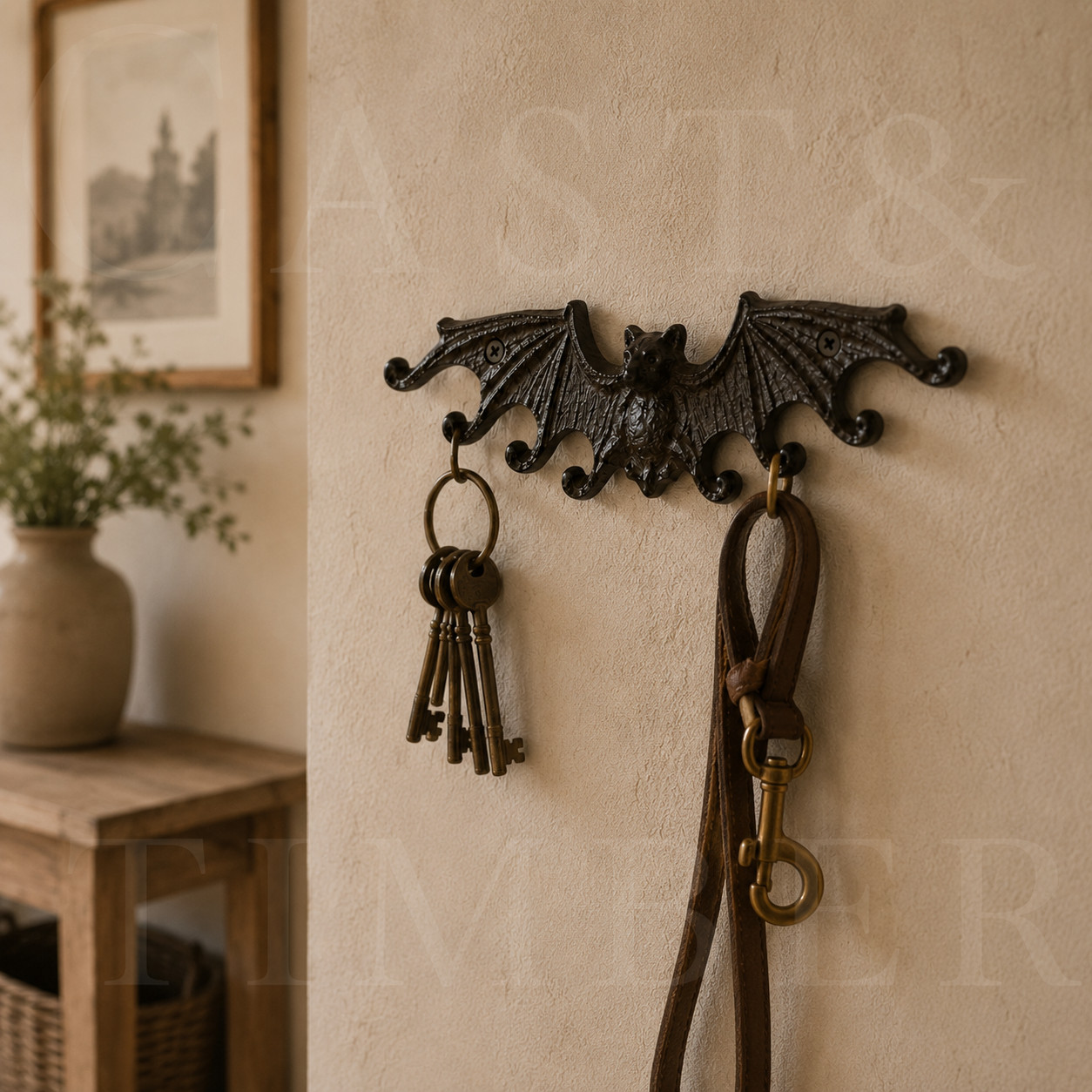 Austin Bat Wall Hook – Rustic Cast Iron Key Holder, Gothic Decor Gift for Bat Fa