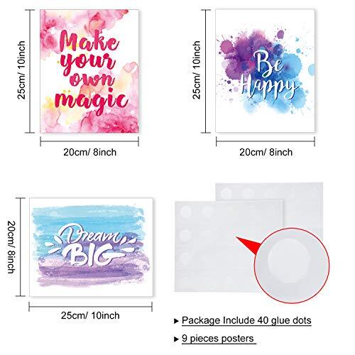 9 Pack Motivational Wall Art Inspirational Quote Posters Wall Decor