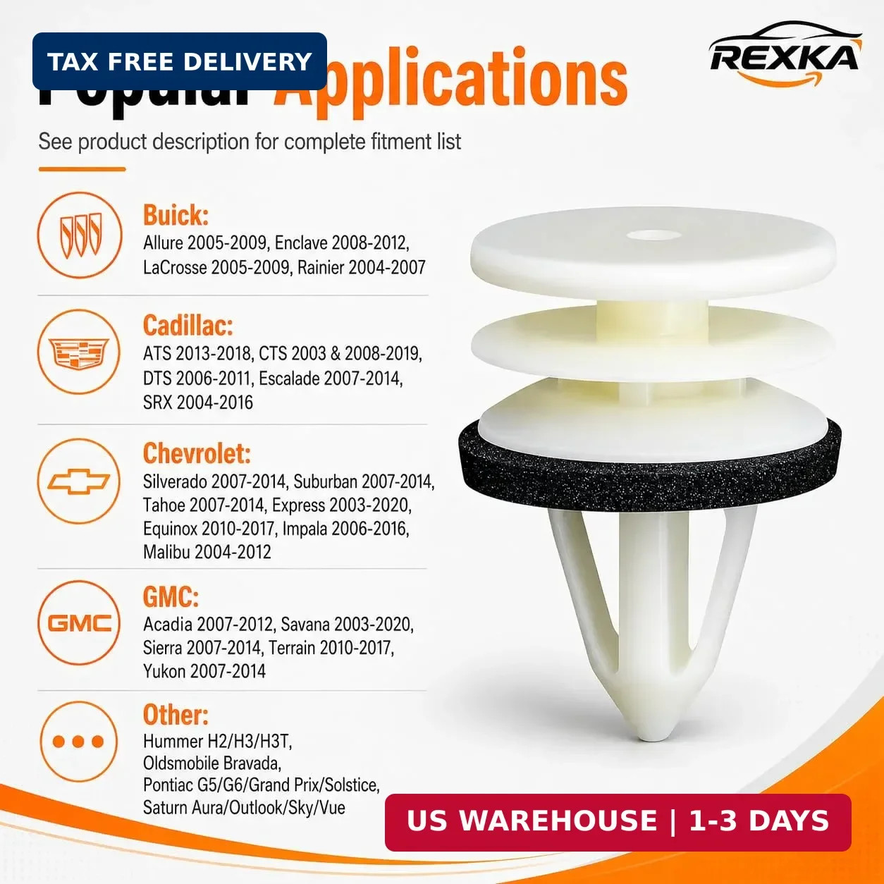 Rexka 10pcs Door Trim Panel Retainer Clip 11519031 Compatible with GM Chevrolet